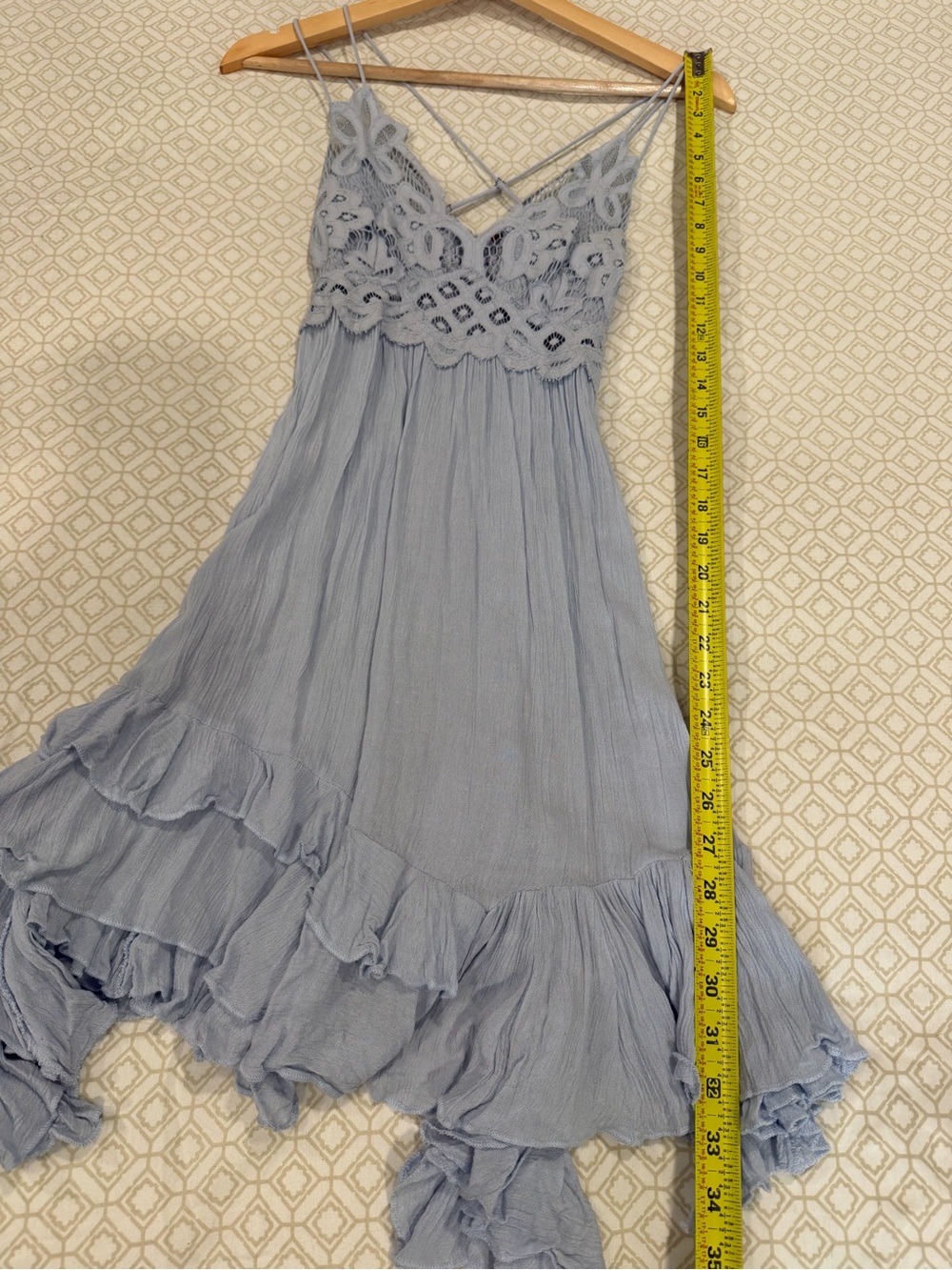 Free People Light Blue Lace-Trim Mini Dress - Picture 4 of 7